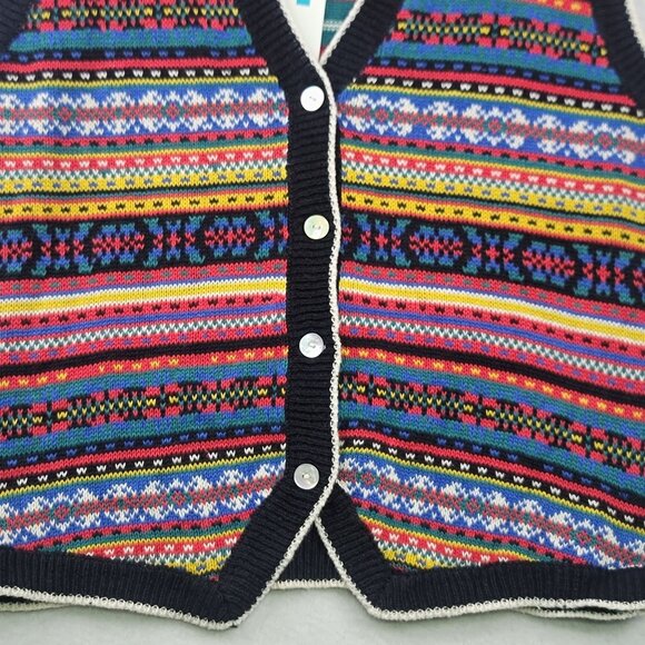 I.C. Isaacs 1990s Sweater Vest Medium Button Down Knit Fair Isle Deadstock New - Picture 2 of 9